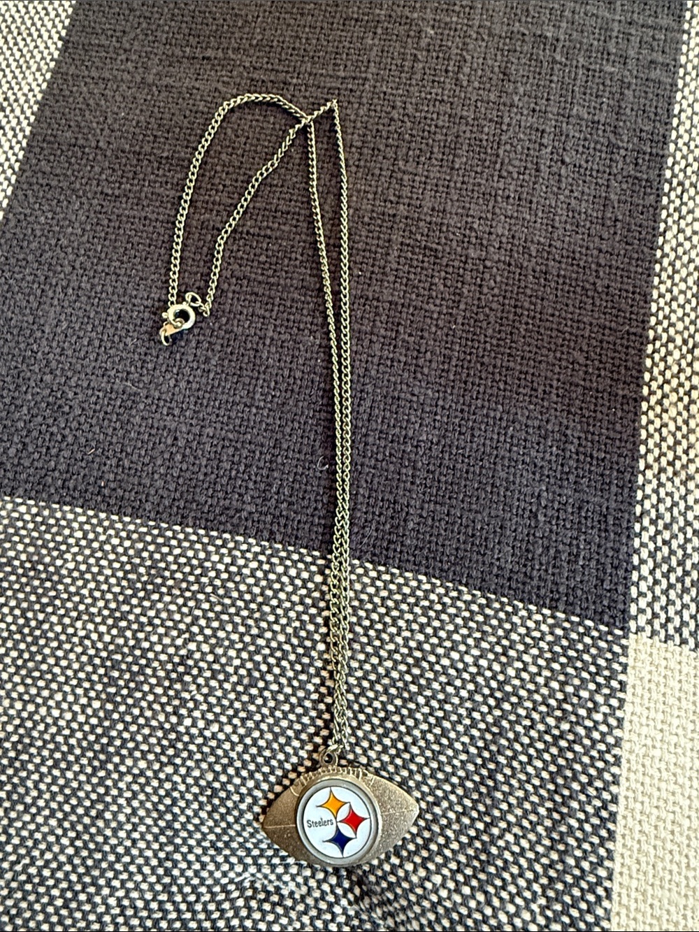 Pittsburgh Steelers Silver-Tone Football Pendant Necklace